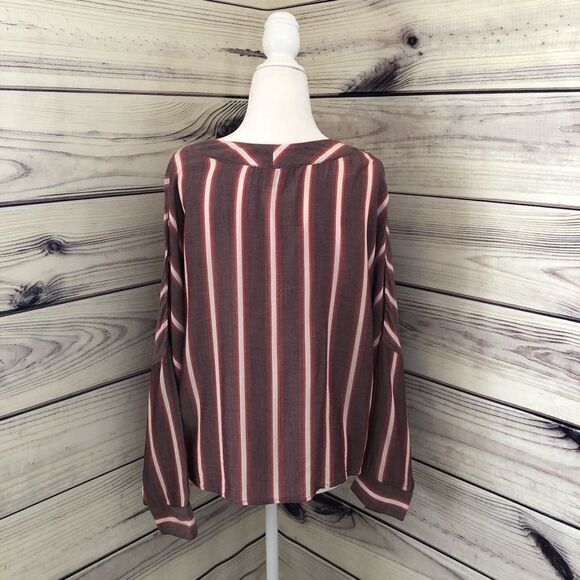 Express Purple Striped Button Down Tie Front Dolman Sleeve Top Medium - Picture 4 of 5